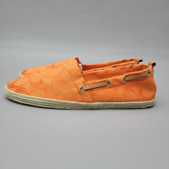 Coach Mellow Signature Canvas Leather Slip on Espadrille Womens 5.5 Orange - Picture 1 of 11